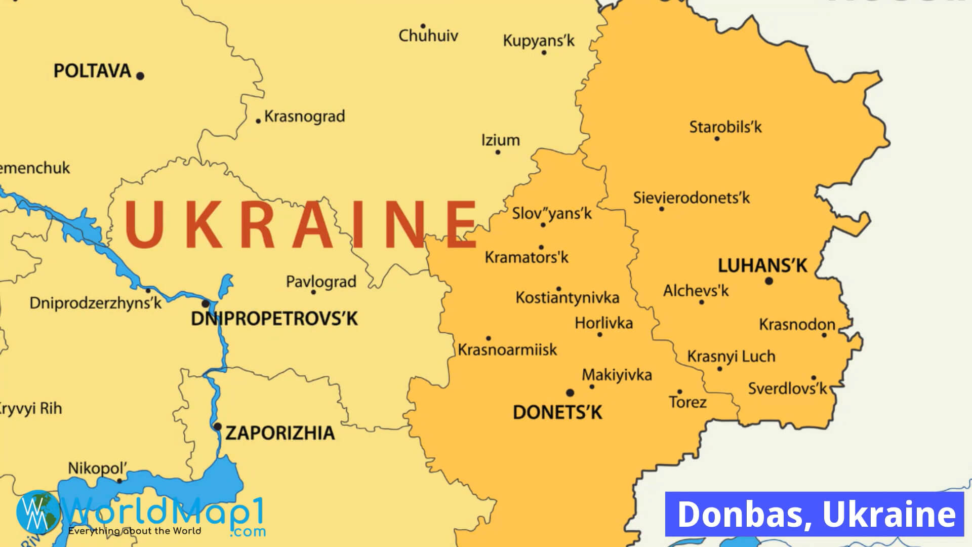 Donbas et Ukraine Carte